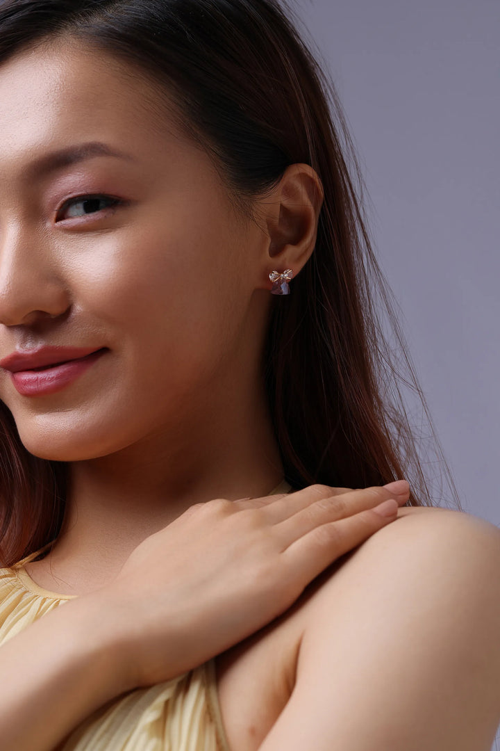 Lilac Bow Stud Earrings