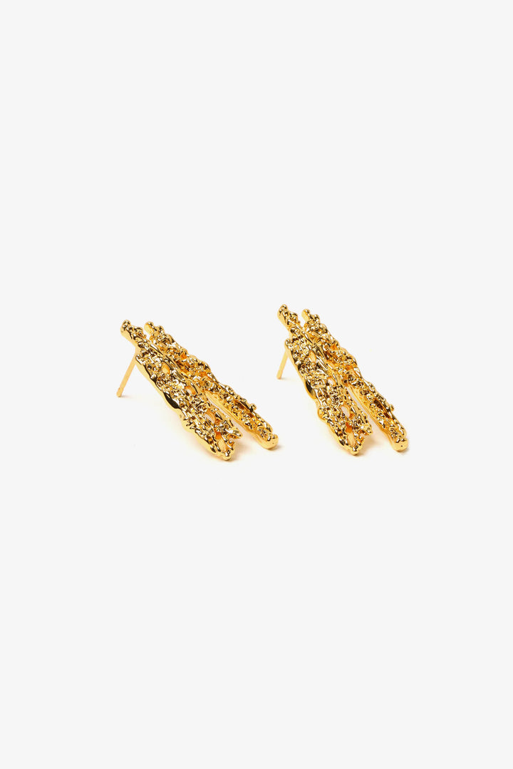 Molten Form Stud Earrings - Gold