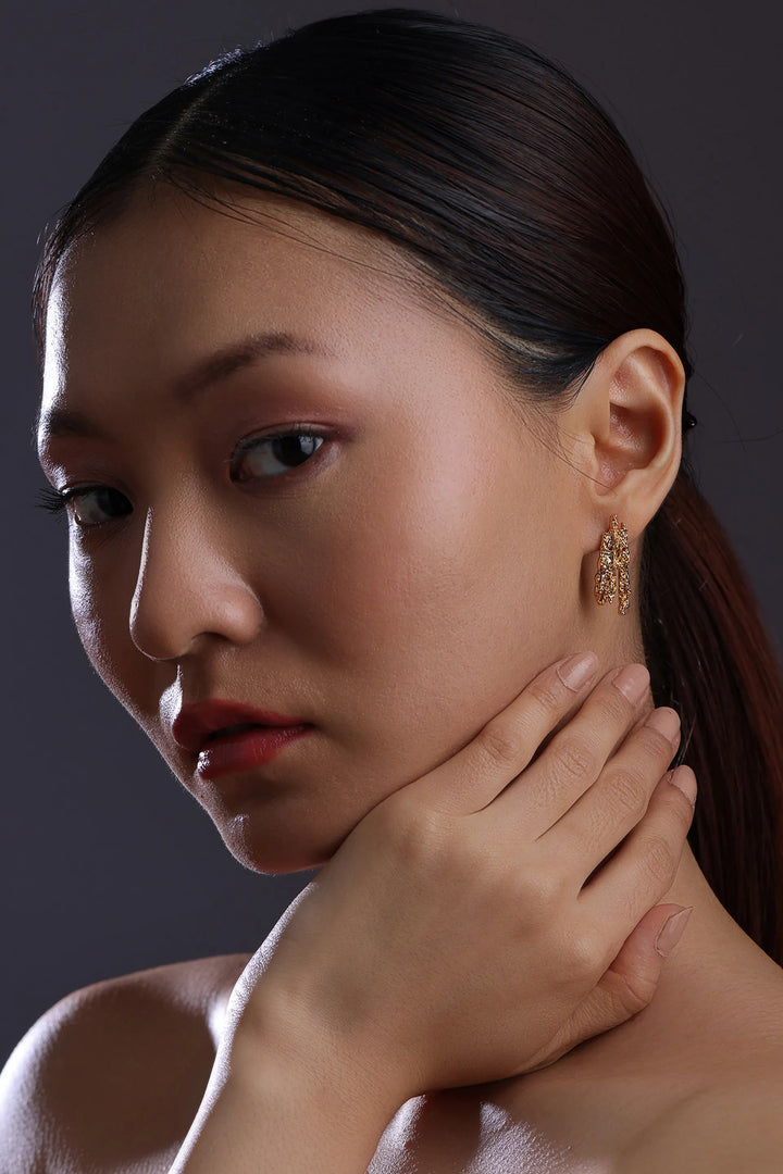 Molten Form Stud Earrings - Gold