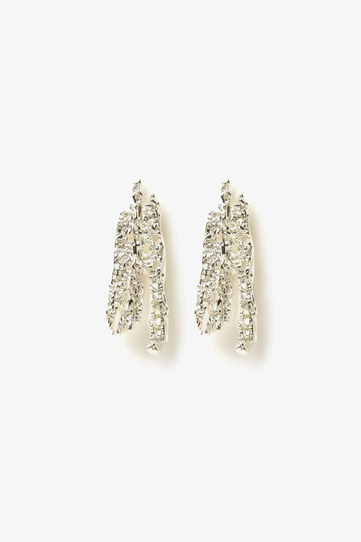 Molten Form Stud Earrings - Silver
