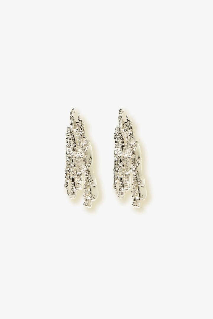 Molten Form Stud Earrings - Silver
