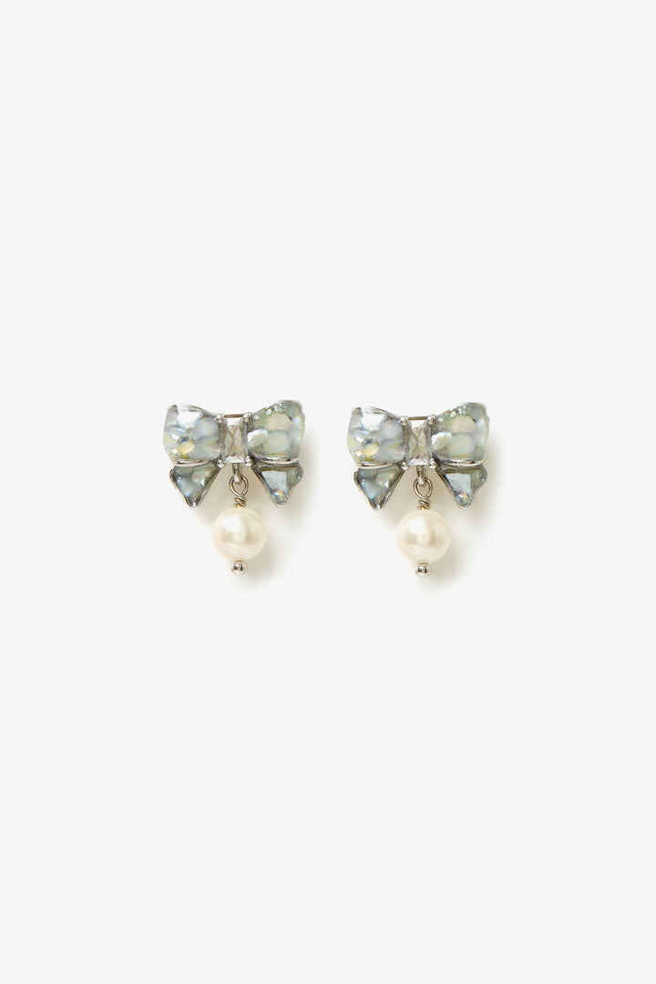 Pearl Drop Bow Earrings