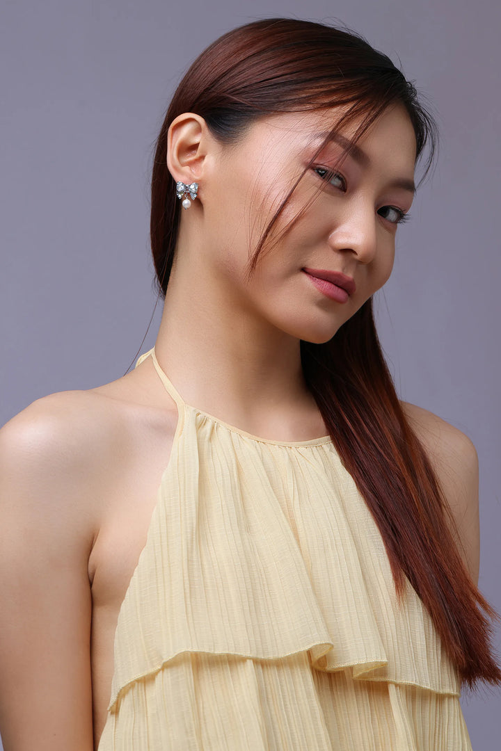 Pearl Drop Bow Earrings