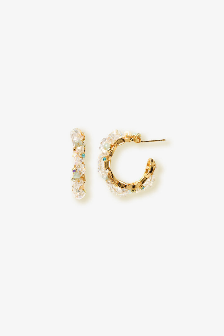 Crystal Pearl Hoop Earrings