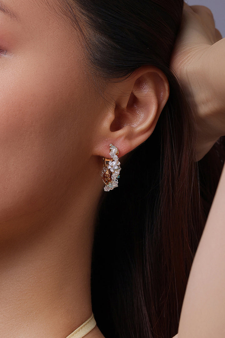 Crystal Pearl Hoop Earrings