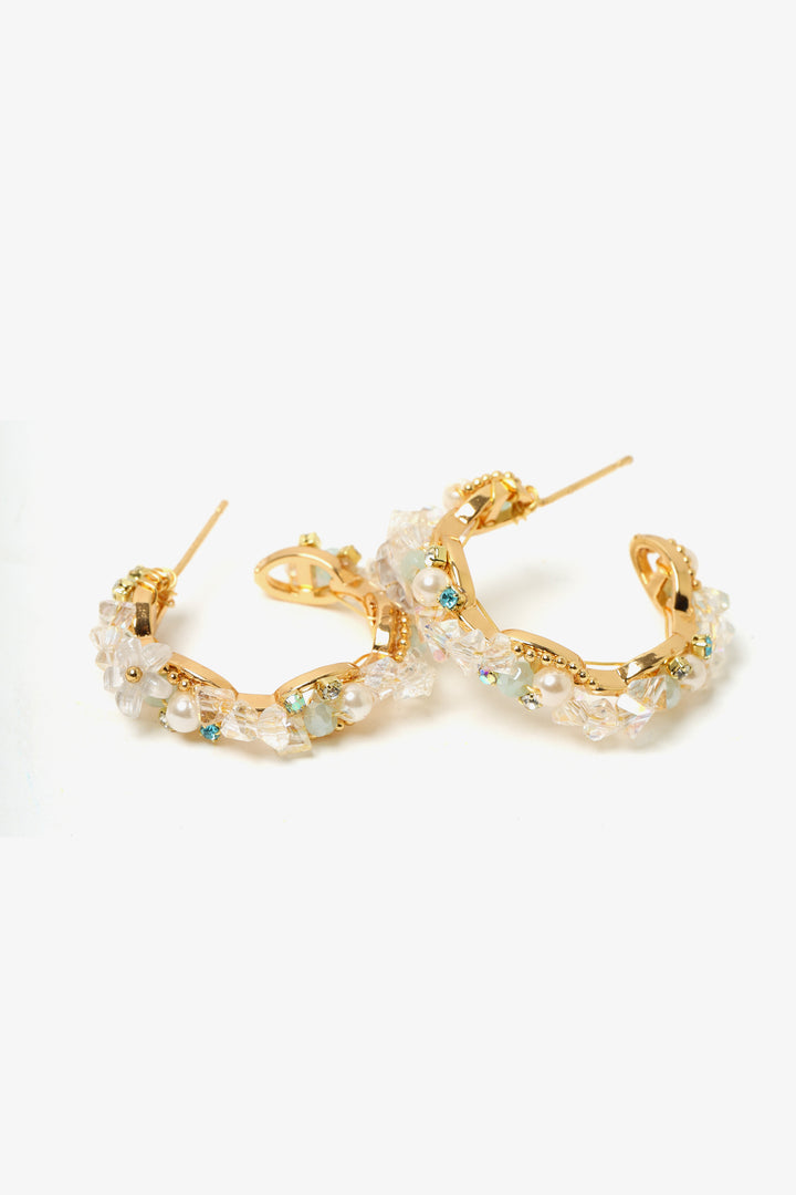 Crystal Pearl Hoop Earrings
