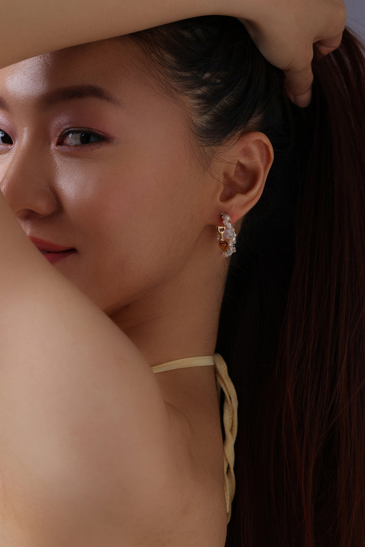 Crystal Pearl Hoop Earrings