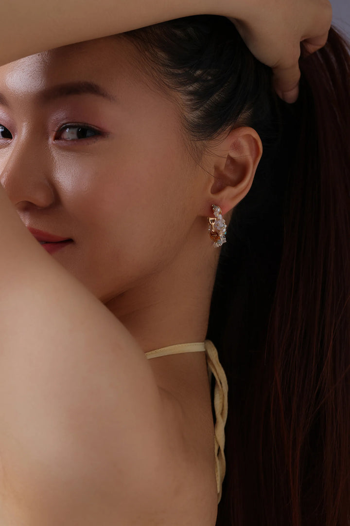 Crystal Pearl Hoop Earrings